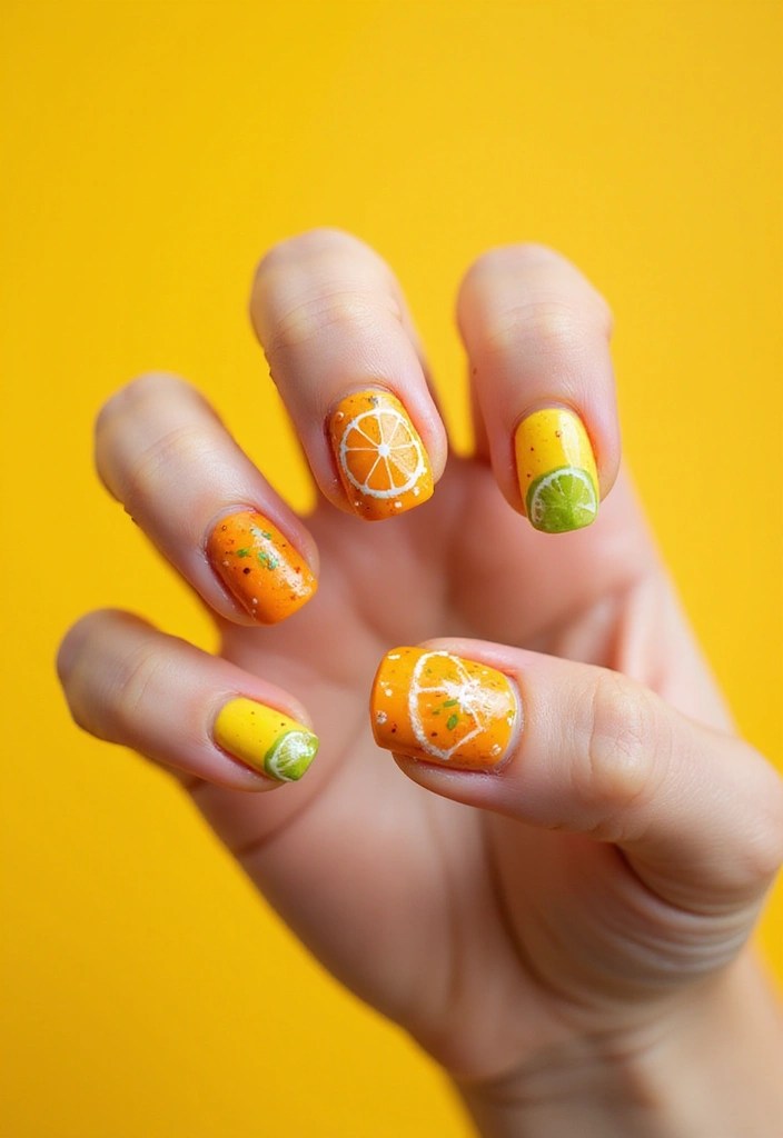 10 Vibrant Orange Fruit Nails That Will Make You Yearn for Summer! - 7. Citrus Fruit Theme