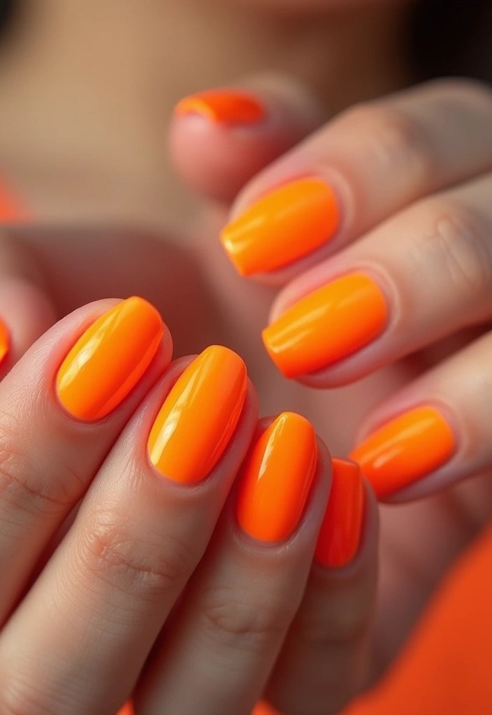10 Vibrant Orange Fruit Nails That Will Make You Yearn for Summer! - 8. Neon Orange Pop