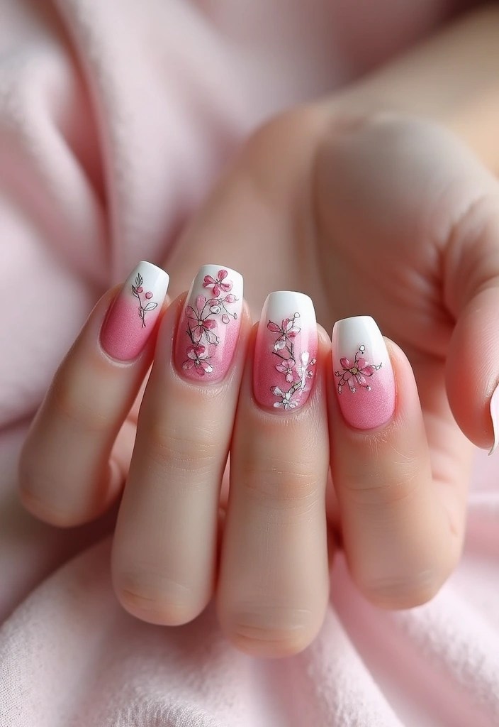 11 Stunning Floral Nail Designs for Spring That Will Make Heads Turn! - 10. Ombre Floral Fusion