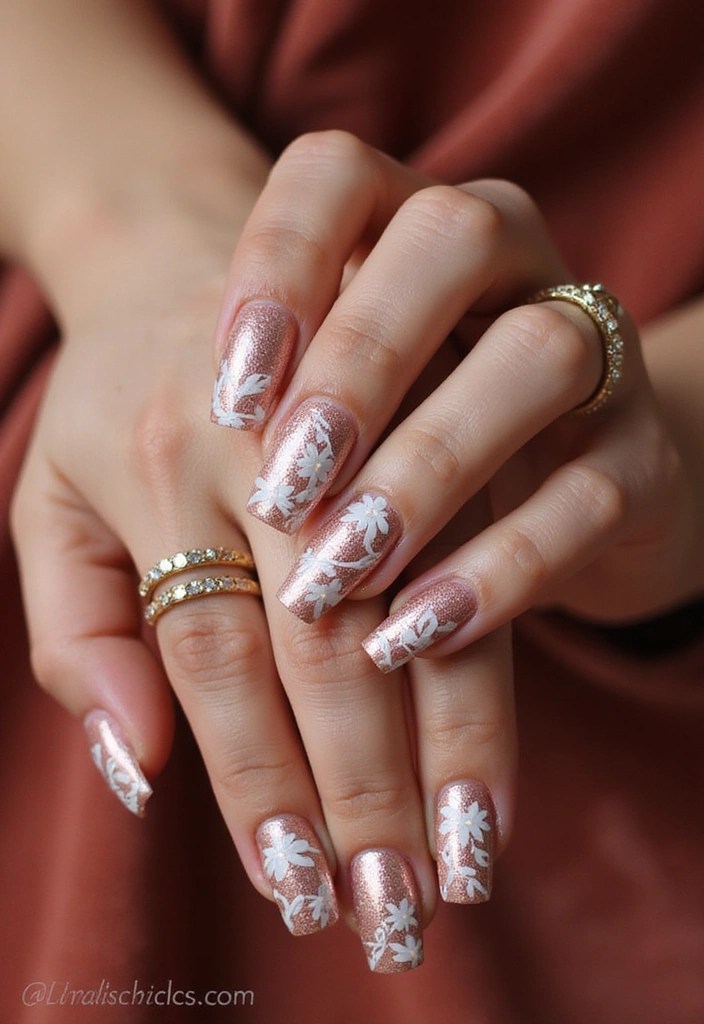 11 Stunning Floral Nail Designs for Spring That Will Make Heads Turn! - 3. Elegant Rose Gold Floral
