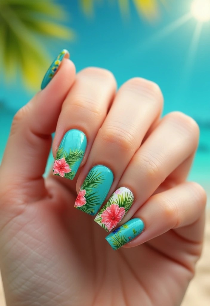 11 Stunning Floral Nail Designs for Spring That Will Make Heads Turn! - 4. Tropical Floral Fiesta