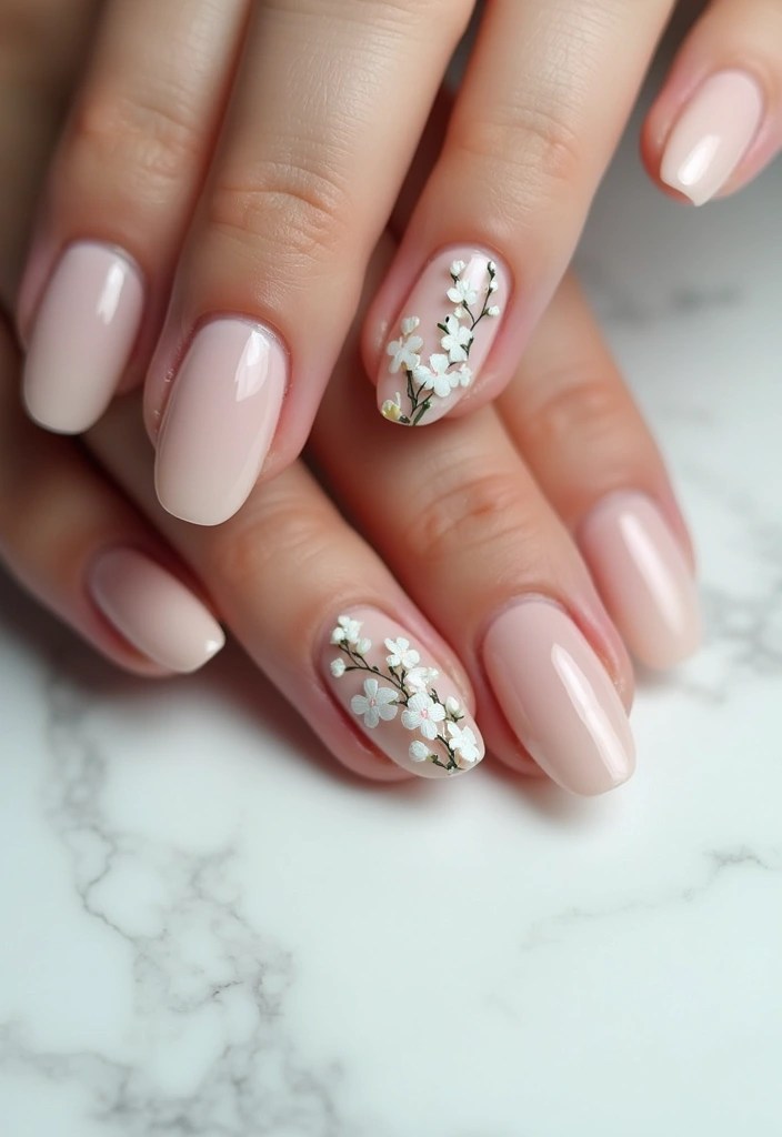 11 Stunning Floral Nail Designs for Spring That Will Make Heads Turn! - 7. Minimalist Floral Accent