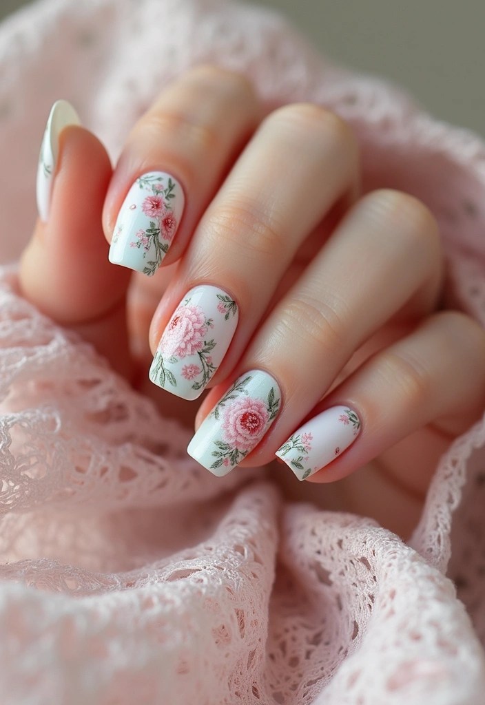 11 Stunning Floral Nail Designs for Spring That Will Make Heads Turn! - 8. Vintage Floral Charm