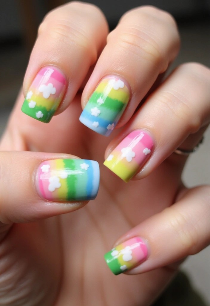 12 Adorable Tinkerbell Nail Inspirations for a Playful Touch! - 11. Tinkerbell-Inspired Rainbow