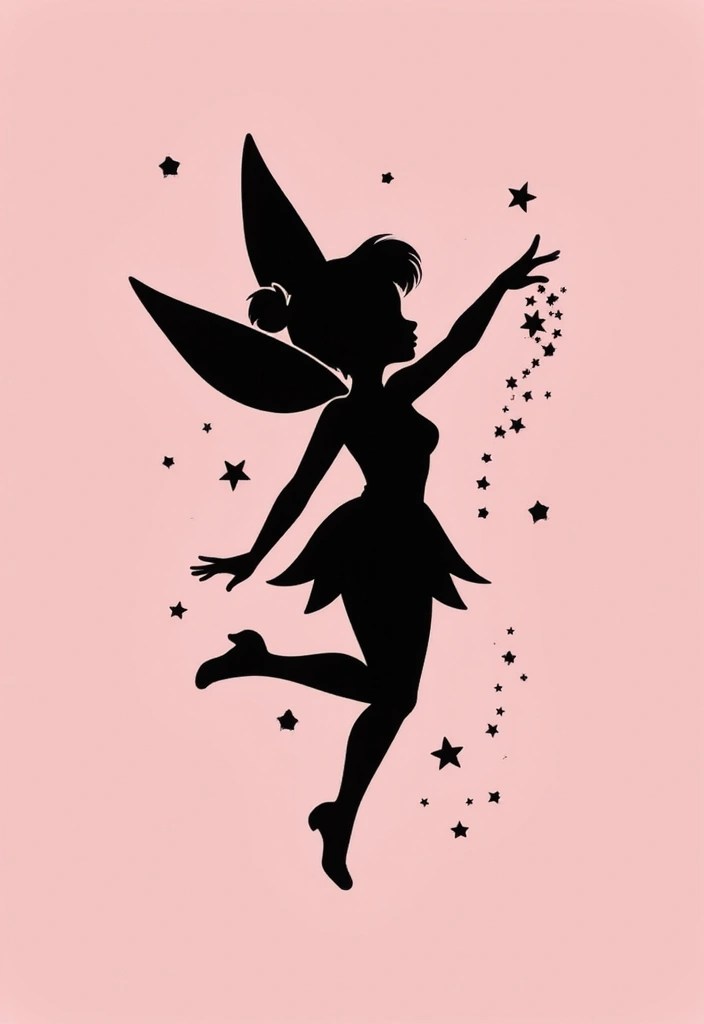 12 Adorable Tinkerbell Nail Inspirations for a Playful Touch! - 2. Fairy Silhouette Art