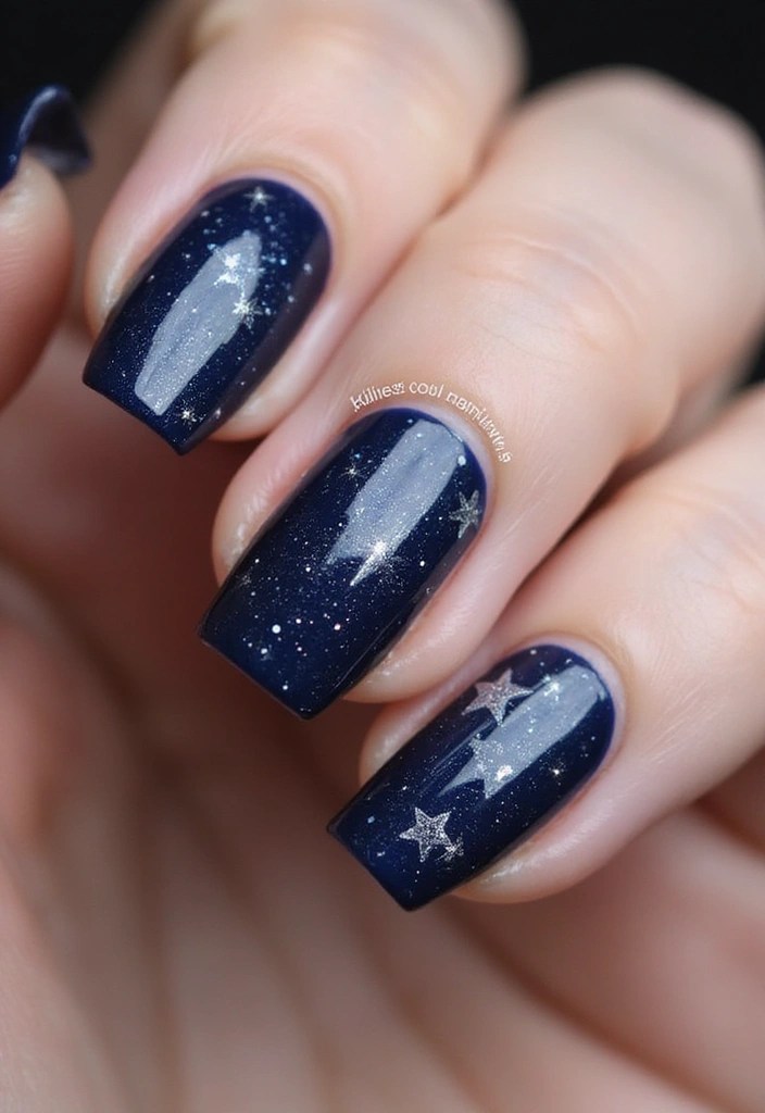 12 Adorable Tinkerbell Nail Inspirations for a Playful Touch! - 8. Starry Night Tinkerbell