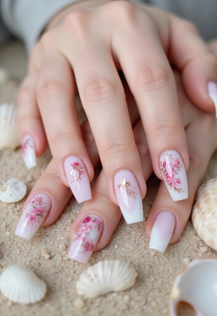 12 Gorgeous Floral Coffin Summer Nails for Your Next Beach Trip! - 2. Pastel Blooms