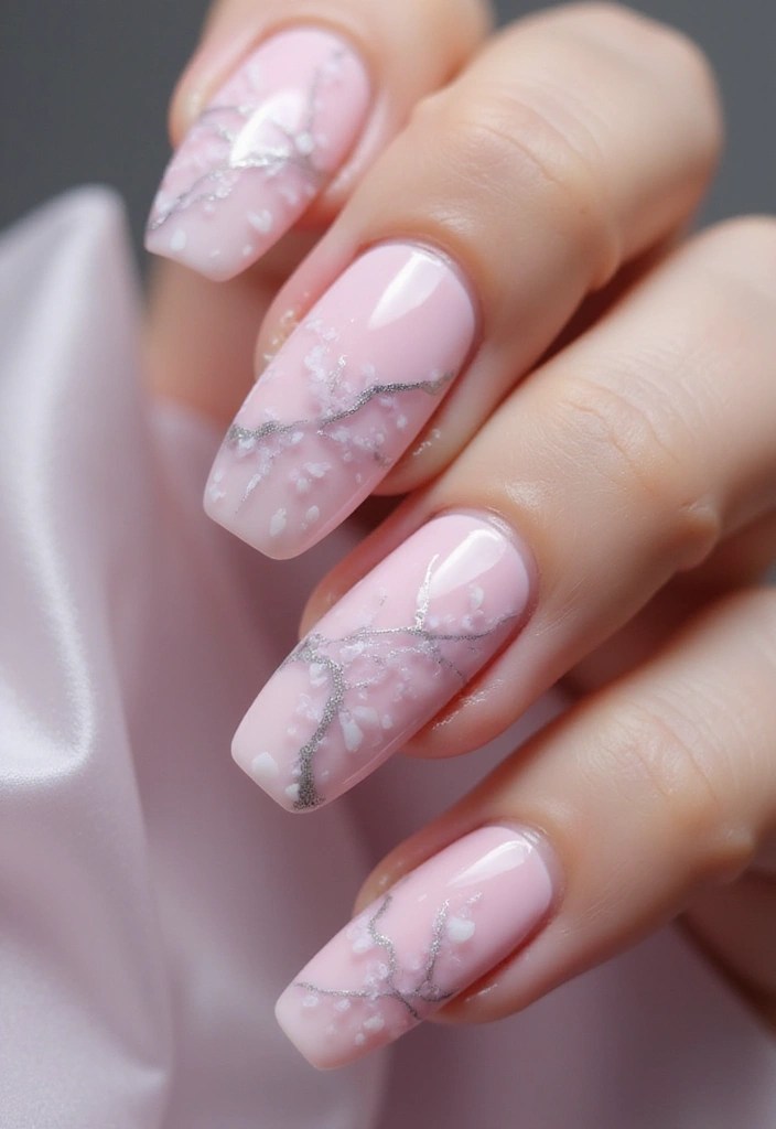 12 Jaw-Dropping Pink Oval Nails Styles That Will Steal the Show! - 8. Artistic Marble Effect