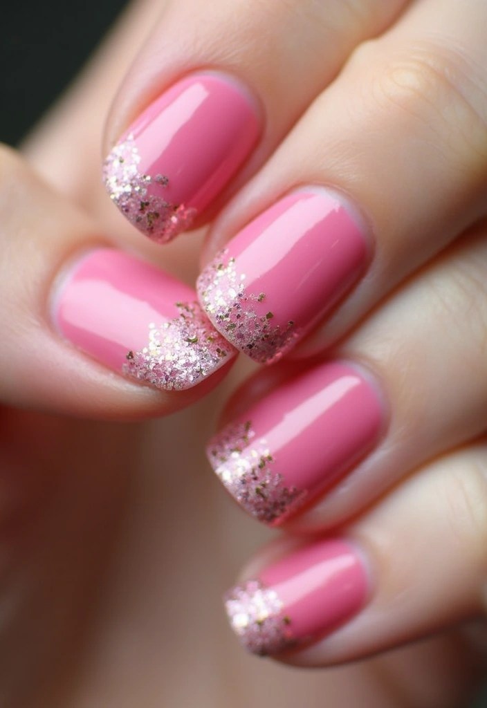 12 Must-Try Pink Nails with Glitter That Will Be the Talk of the Town! - 1. Glitzy Ombre
