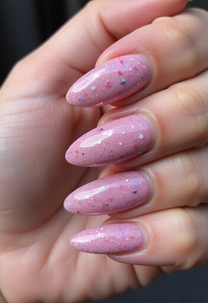 12 Must-Try Pink Nails with Glitter That Will Be the Talk of the Town! - 12. Pink Glitter Marble