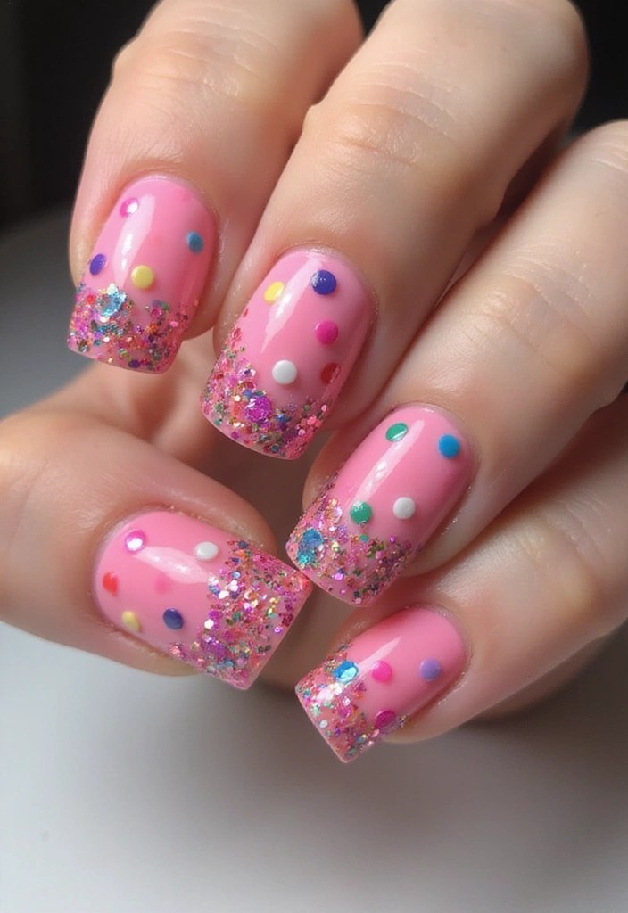12 Must-Try Pink Nails with Glitter That Will Be the Talk of the Town! - 3. Glitter Dots