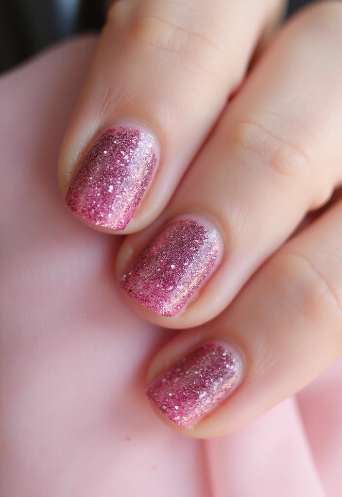 12 Must-Try Pink Nails with Glitter That Will Be the Talk of the Town! - 4. Glitter Gradient
