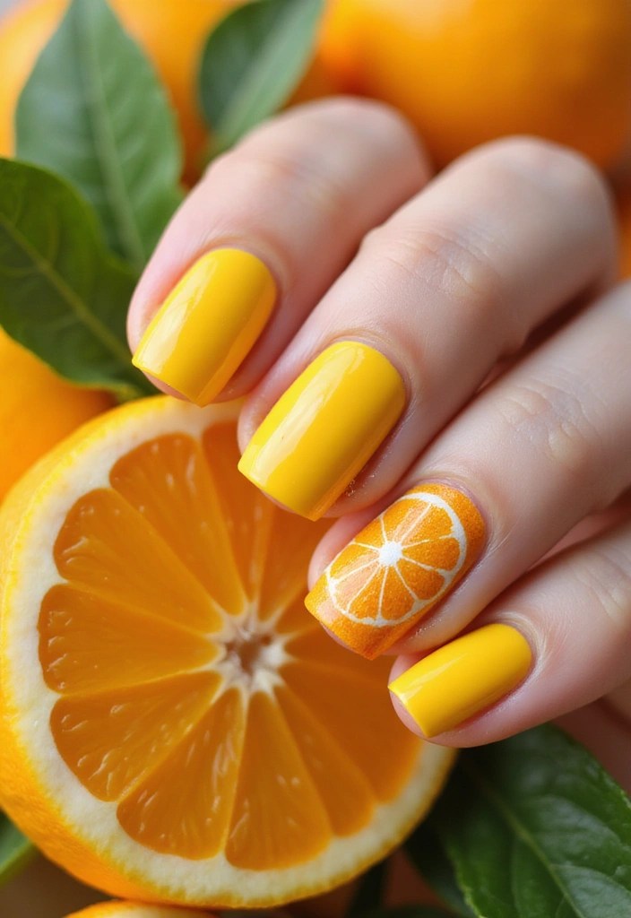 12 Summer Nail Art Trends You Absolutely Must Try (Number 7 Will Blow Your Mind!) - 1. Sunny Citrus Splash