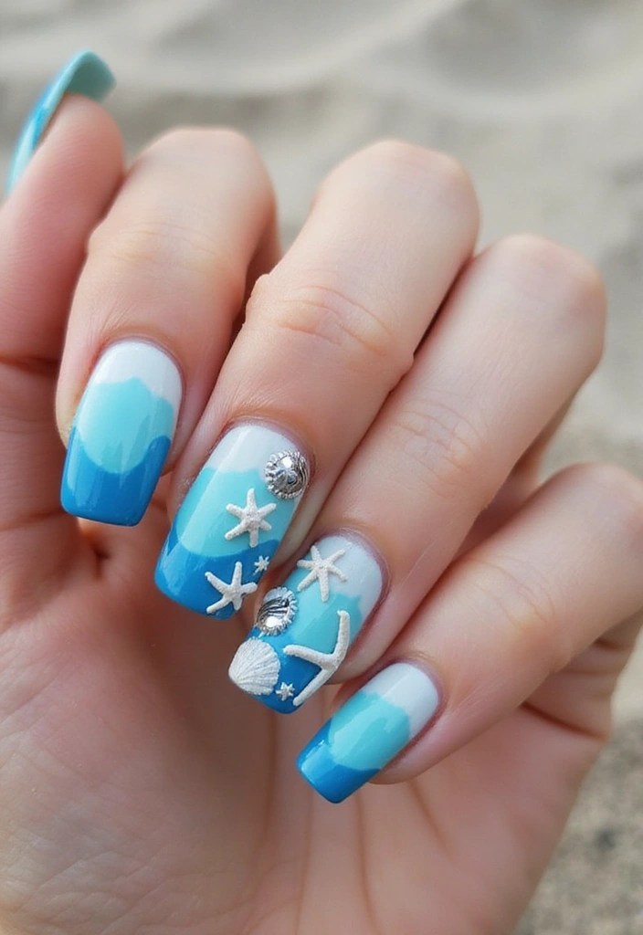 12 Summer Nail Art Trends You Absolutely Must Try (Number 7 Will Blow Your Mind!) - 2. Oceanic Blues