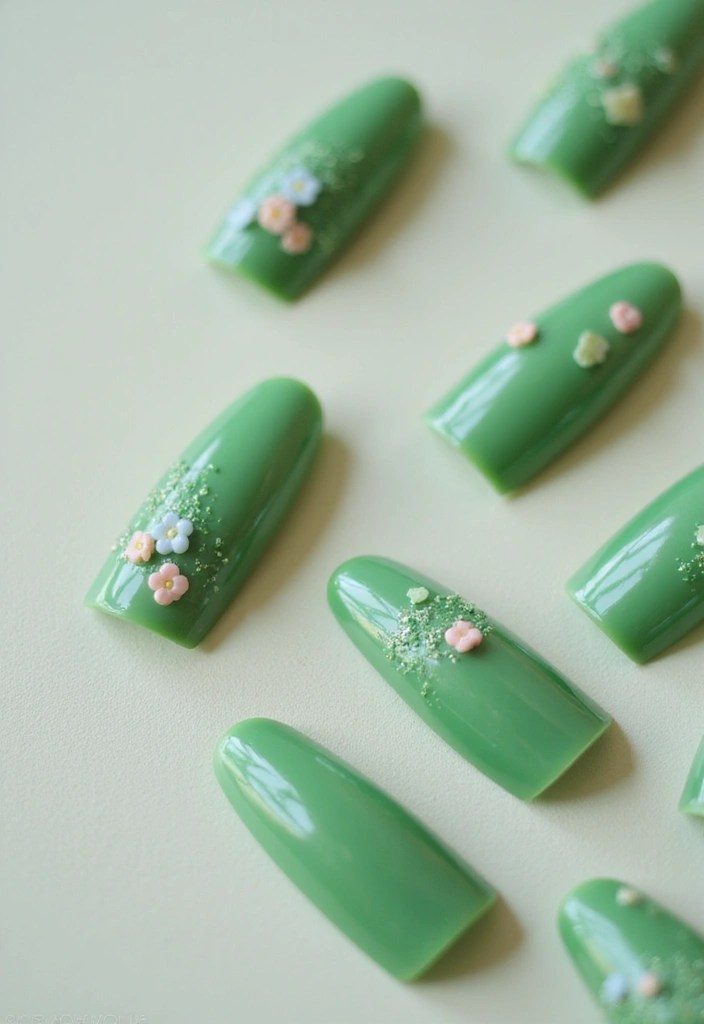 13 Chic Emerald Green Acrylic Nail Ideas You Need to Try Right Now! - 11. Emerald and Pastel Blends