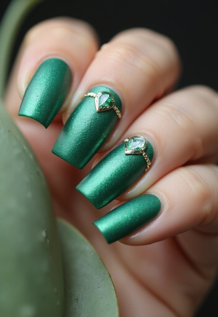 13 Chic Emerald Green Acrylic Nail Ideas You Need to Try Right Now! - 13. Textured Emerald Nails