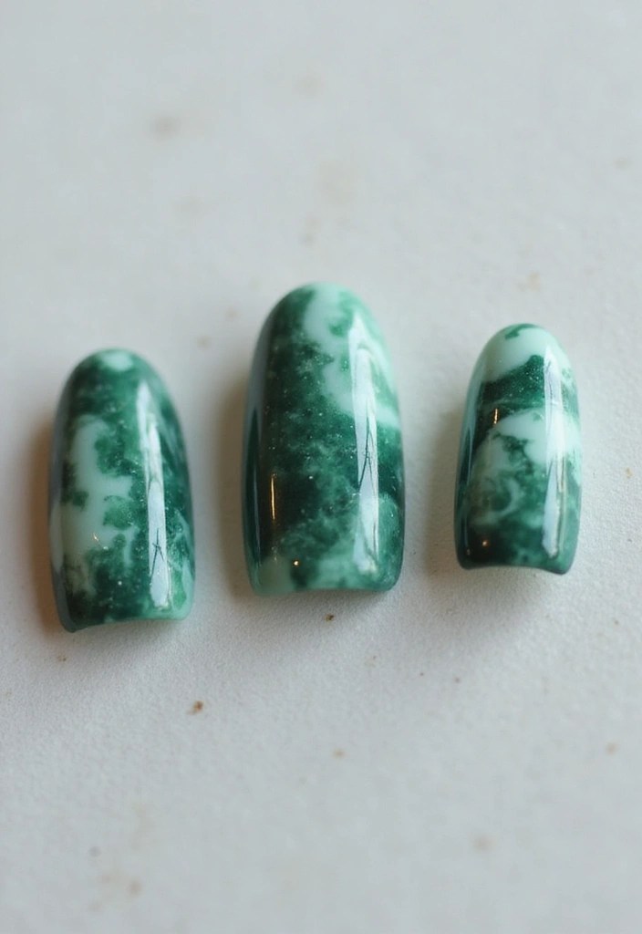 13 Chic Emerald Green Acrylic Nail Ideas You Need to Try Right Now! - 2. Emerald Marble Magic