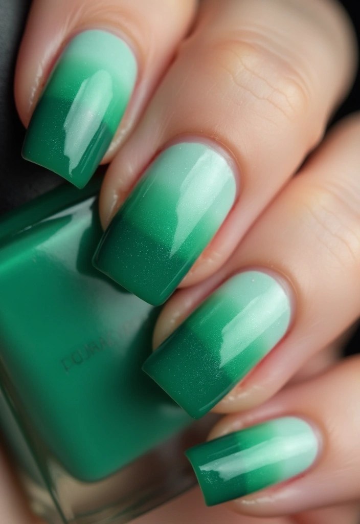 13 Chic Emerald Green Acrylic Nail Ideas You Need to Try Right Now! - 5. Ombre Emerald Elegance