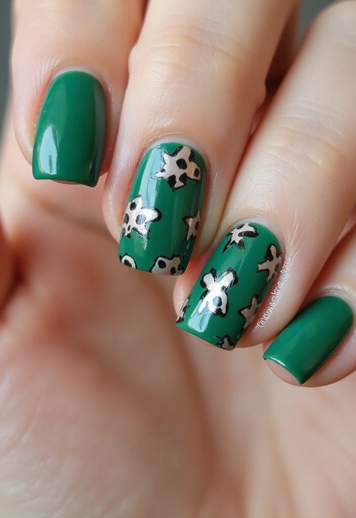 13 Chic Emerald Green Acrylic Nail Ideas You Need to Try Right Now! - 8. Emerald Animal Print