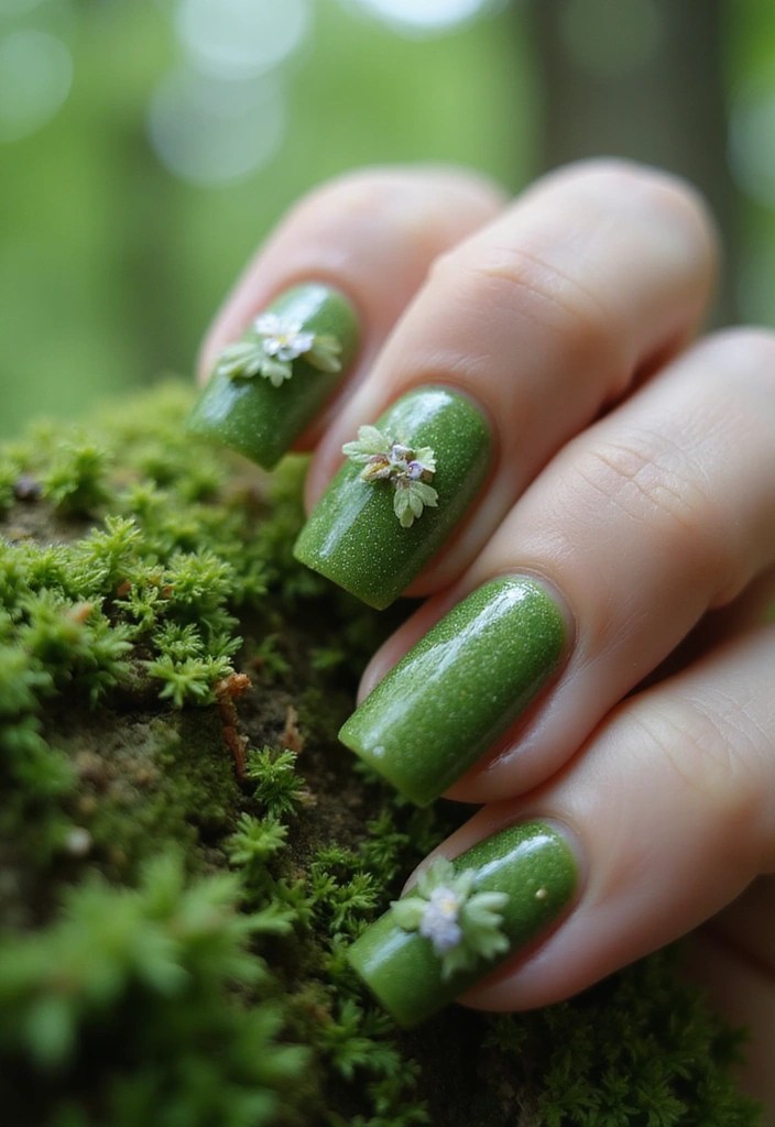 13 Forest Fairy Nail Designs That Feel Straight Out of an Enchanted Woods - 1. Mossy Green Delights