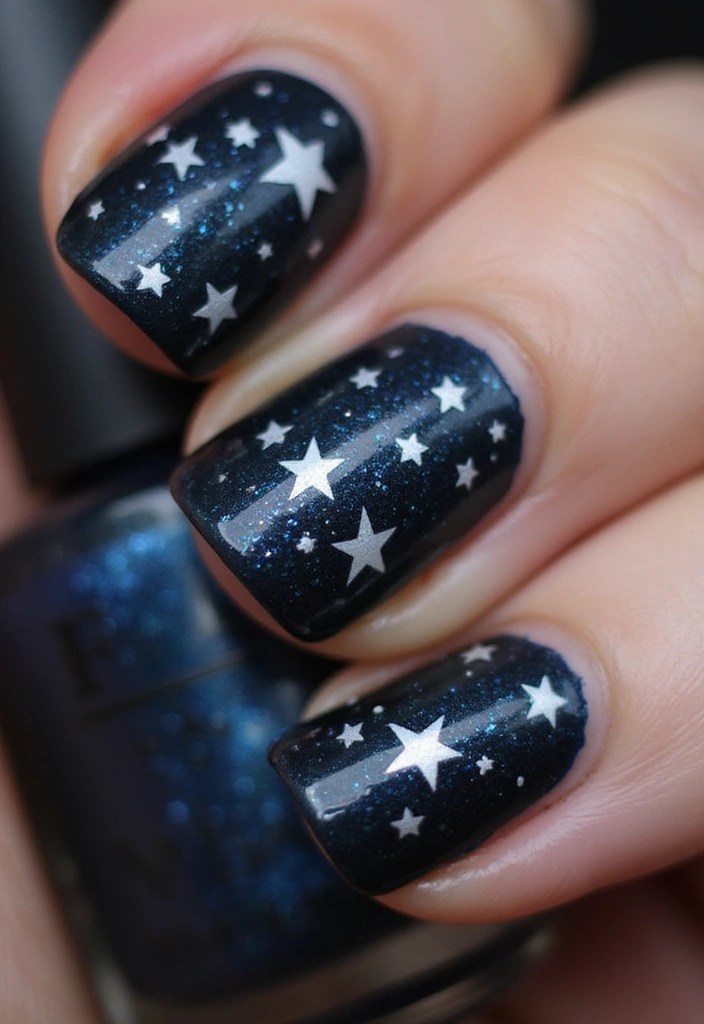 13 Forest Fairy Nail Designs That Feel Straight Out of an Enchanted Woods - 11. Twinkling Starry Night