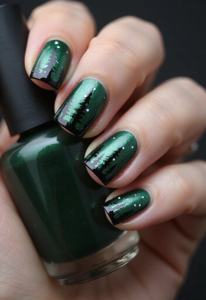 13 Forest Fairy Nail Designs That Feel Straight Out of an Enchanted Woods - 8. Magical Forest Shadows