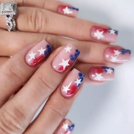 13 Subtle Fourth of July Nails That'll Make You the Star of the Celebration! - 7. Ombre Red, White, and Blue