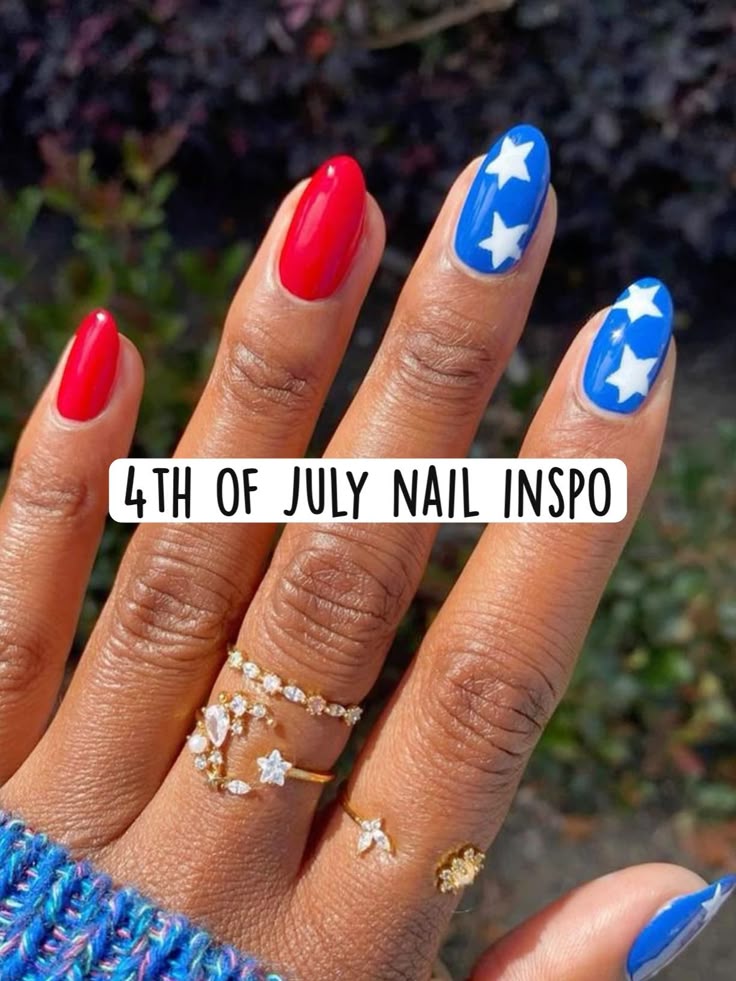 13 Subtle Fourth of July Nails That'll Make You the Star of the Celebration! - 8. Twinkling Stars on a Nude Base