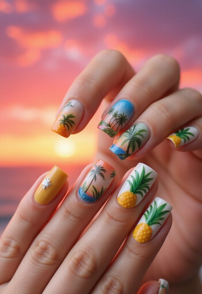 14 Cute Nail Ideas for Spring That Will Take Your Style to the Next Level! - 8. Tropical Vibes