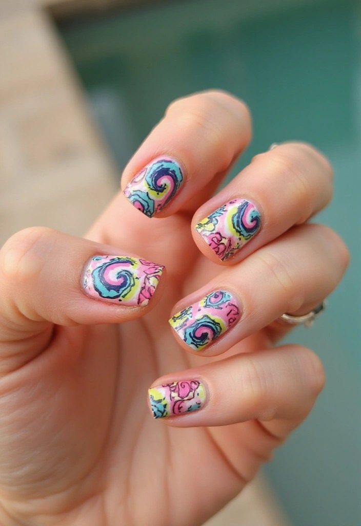 14 Gorgeous Summer Biab Short Nail Inspirations You Can't Miss! - 10. Retro Swirls