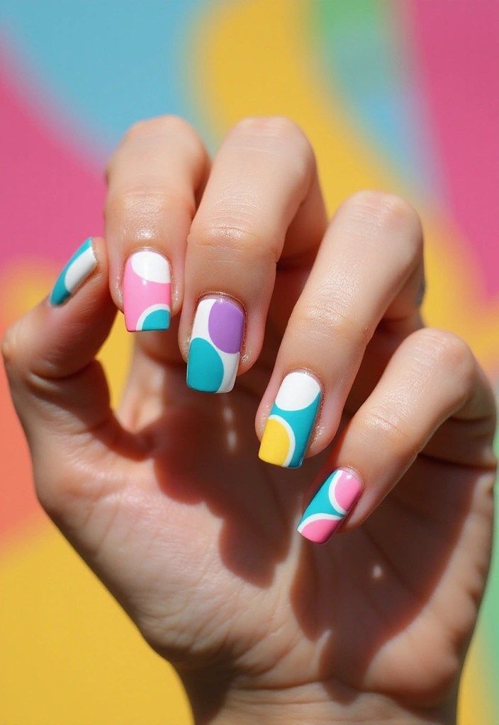 14 Gorgeous Summer Biab Short Nail Inspirations You Can't Miss! - 12. Color Blocking