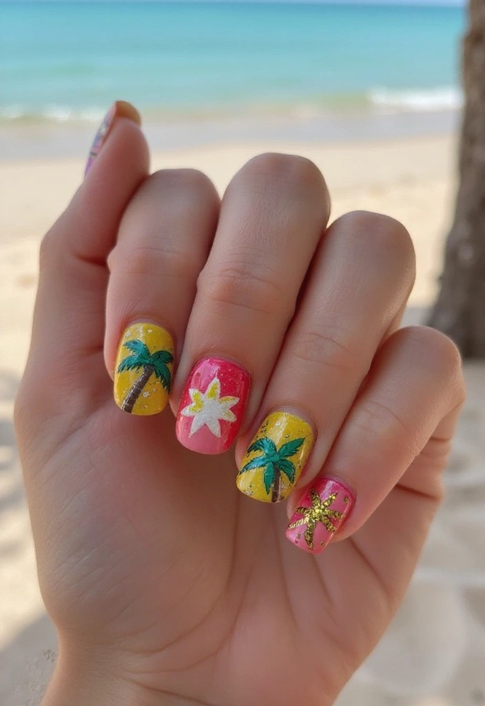 14 Gorgeous Summer Biab Short Nail Inspirations You Can't Miss! - 2. Tropical Vibes