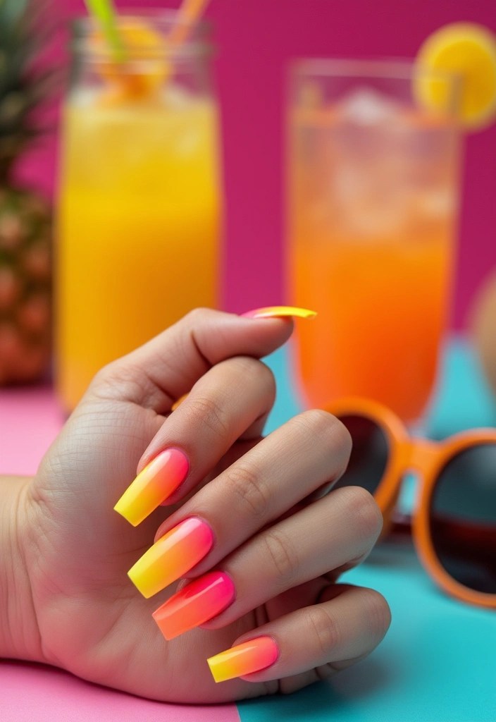 14 Gorgeous Summer Biab Short Nail Inspirations You Can't Miss! - 8. Sun-Kissed Neon