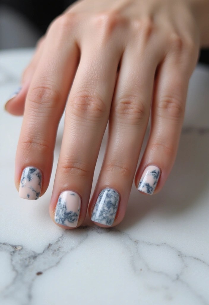 14 Gorgeous Summer Biab Short Nail Inspirations You Can't Miss! - 9. Marble Magic
