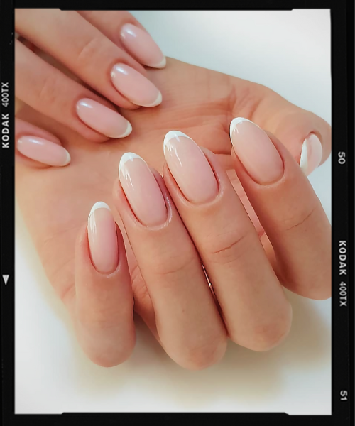 15 Chic American Manicure Nails Looks That Are Perfect for Any Occasion! - 7. Modern Half-Moon Design