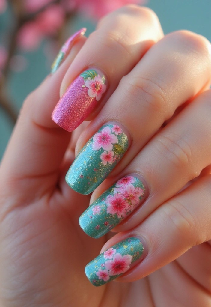 15 Dreamy Cherry Blossom Nail Art Ideas That Scream Spring Vibes - 15. Cherry Blossom Fusion