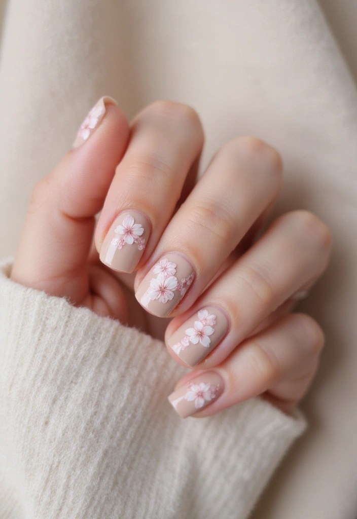 15 Dreamy Cherry Blossom Nail Art Ideas That Scream Spring Vibes - 3. Negative Space Blossoms