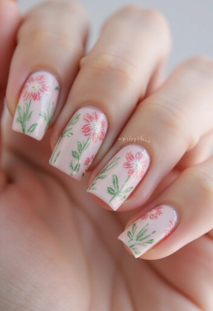 15 Enchanting Castlecore Nail Designs That'll Make You Feel Like Royalty! - 1. Whimsical Floral Patterns