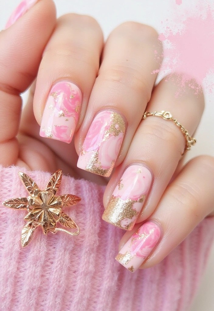 15 Jaw-Dropping Pink Gold Nail Designs for a Glamorous Look (You Won't Believe #5!) - 10. Abstract Art