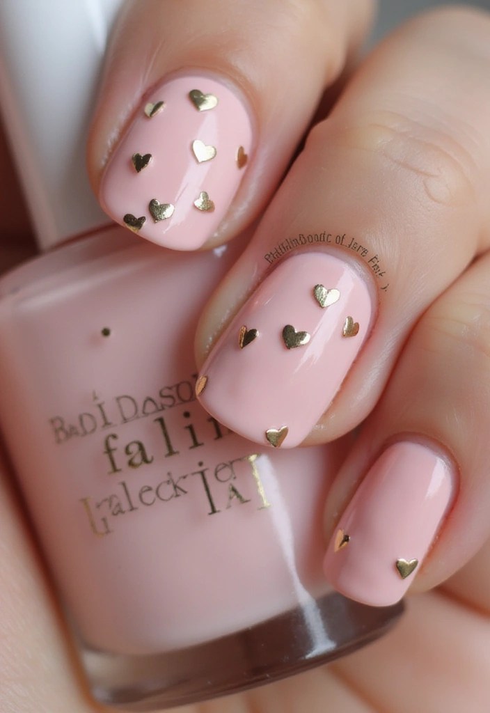 15 Jaw-Dropping Pink Gold Nail Designs for a Glamorous Look (You Won't Believe #5!) - 13. Heartfelt Designs