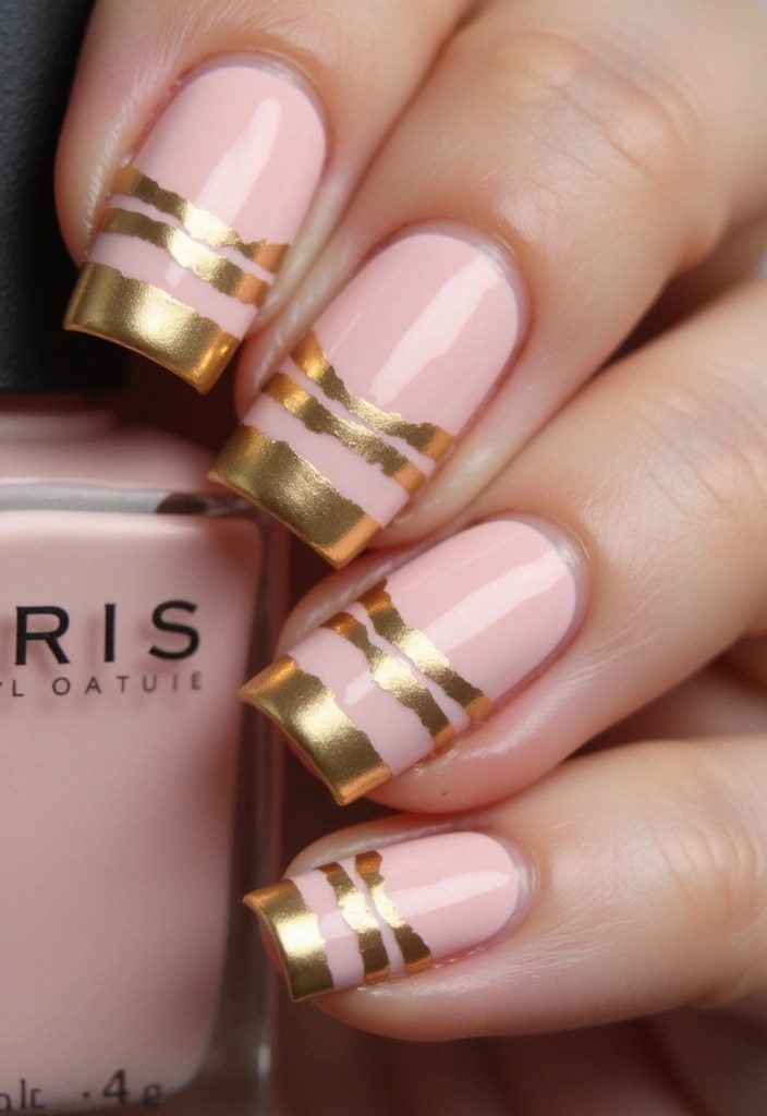 15 Jaw-Dropping Pink Gold Nail Designs for a Glamorous Look (You Won't Believe #5!) - 7. Stunning Stripes