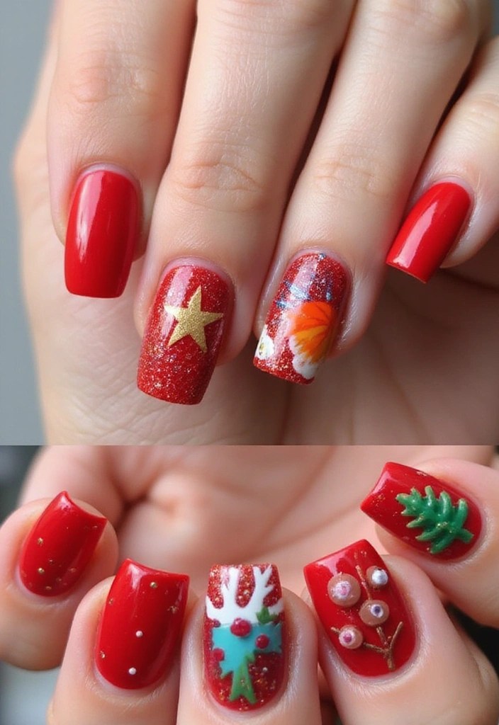 15 Stunning Red Square Acrylic Nails That Will Leave You Breathless! - 10. Seasonal Themes