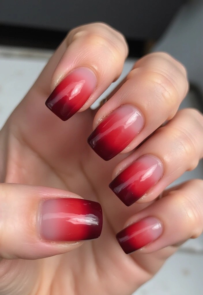 15 Stunning Red Square Acrylic Nails That Will Leave You Breathless! - 5. Ombre Bliss