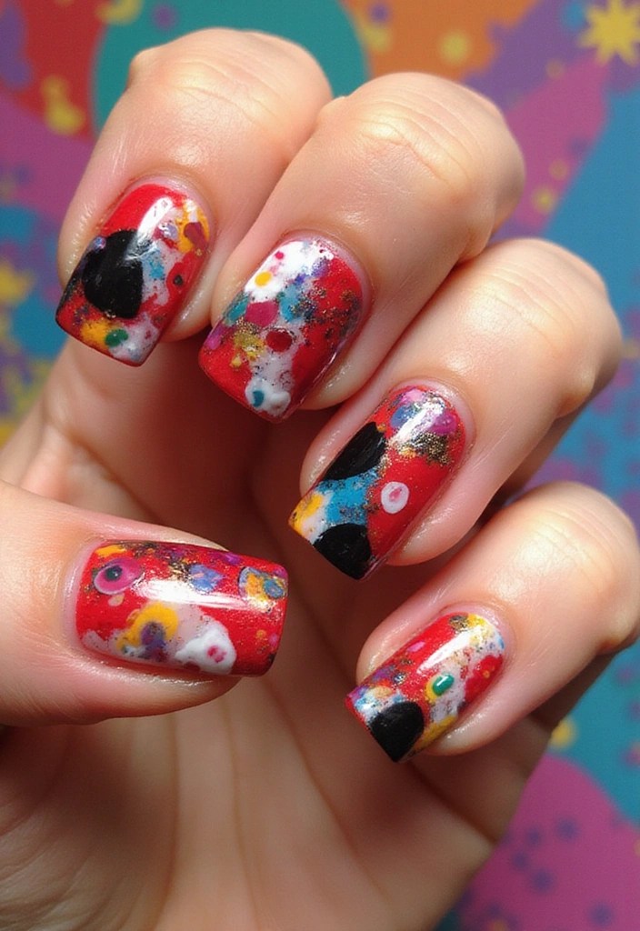 15 Stunning Red Square Acrylic Nails That Will Leave You Breathless! - 6. Abstract Art