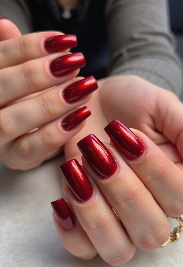15 Stunning Red Square Acrylic Nails That Will Leave You Breathless! - 7. Chrome Effect