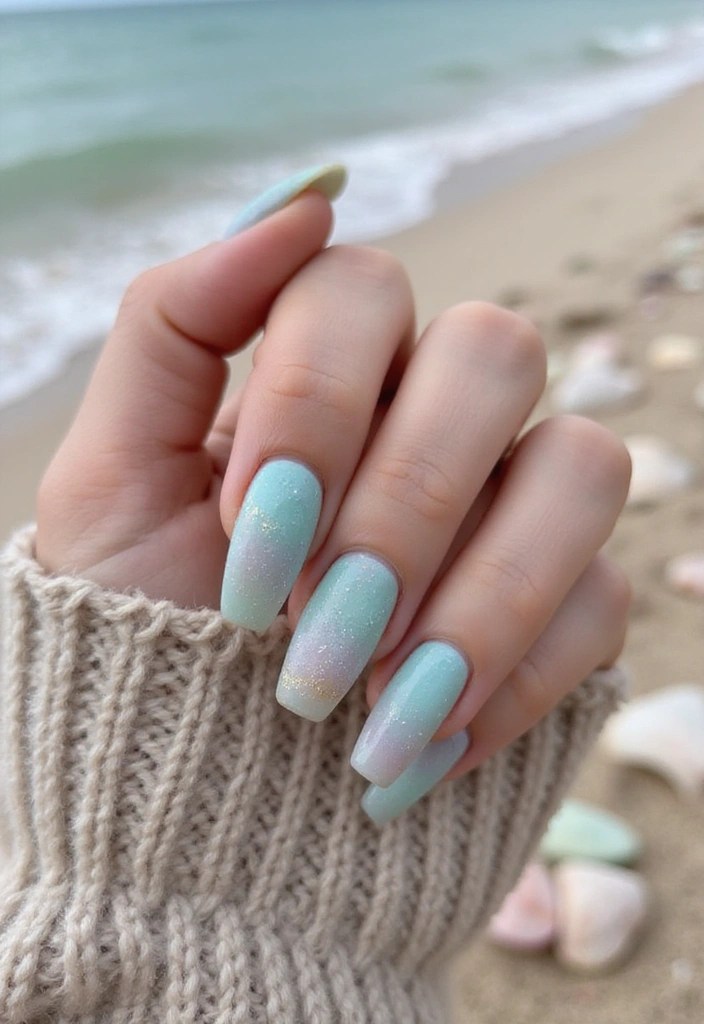 16 Blue Green Nail Ideas That Are Giving Mermaidcore Energy - 13. Sea Glass Nails