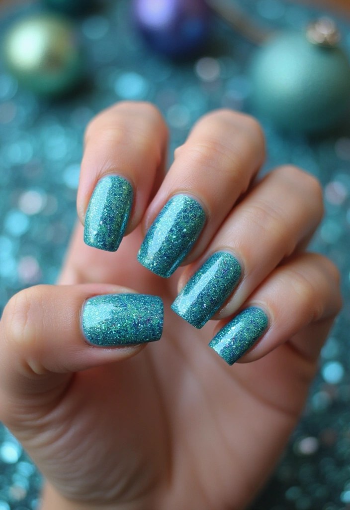 16 Blue Green Nail Ideas That Are Giving Mermaidcore Energy - 14. Mermaid Glitter Fade