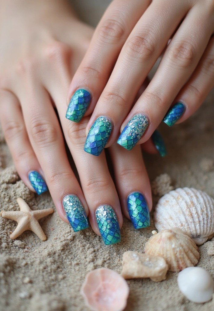 16 Blue Green Nail Ideas That Are Giving Mermaidcore Energy - 2. Mermaid Scales
