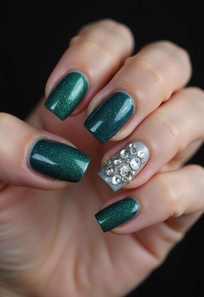 16 Blue Green Nail Ideas That Are Giving Mermaidcore Energy - 3. Deep Sea Glitter