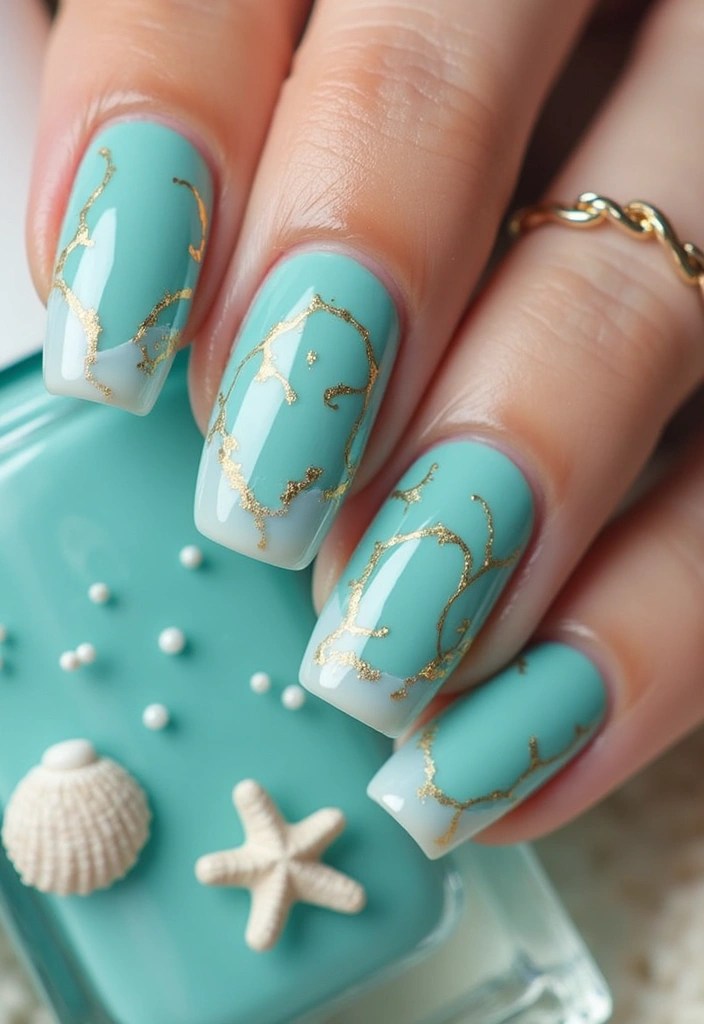 16 Blue Green Nail Ideas That Are Giving Mermaidcore Energy - 5. Underwater French Tips
